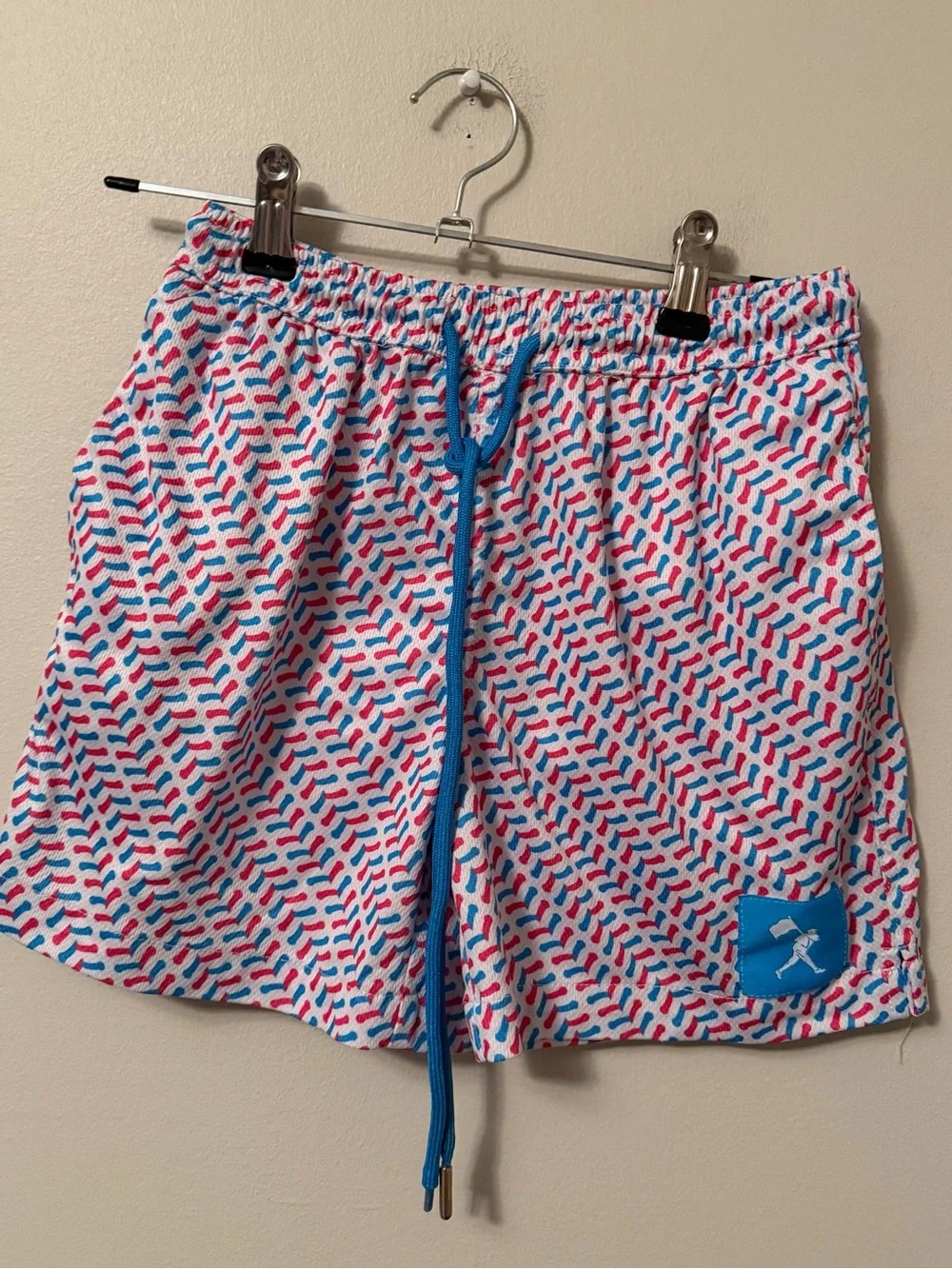 Baseballism Blue and Red Patterned Shorts